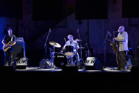 Full Blast. From left Marino Pliakas, Michael Wertmüller, Peter Brötzmann