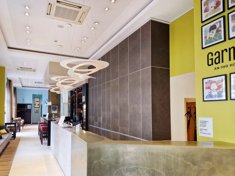 Bright reception hall of Garner Hotel Bochum